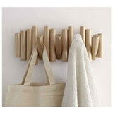 Wall-Mounted Coat Rack with 5 Hooks, Made of Natural Wood, 37.1 x 16.5 x 4.4 cm In Australia - Darrahopens