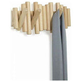 Wall-Mounted Coat Rack with 5 Hooks, Made of Natural Wood, 37.1 x 16.5 x 4.4 cm In Australia - Darrahopens