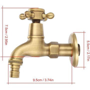 Ccykxa Antique Brass Tap, Decorative Garden Mixer Tap, Outdoor Washing Machine, Vintage European Style, Unique Wall Mounted, 2