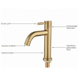 Single Cold Basin Faucet Stainless Steel Bathroom Countertop Sink Faucet 4 Point Interface PVD Basin Faucet In Australia - Darrahopens