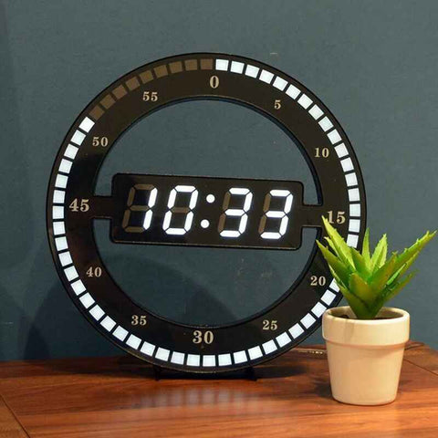 Silent LED Digital Table Clock, Black Electronic Wall Clock, Round Desk Clock, for Bedroom, Living Room and Office, 30 cm In Australia - Darrahopens