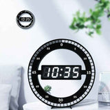 Silent LED Digital Table Clock, Black Electronic Wall Clock, Round Desk Clock, for Bedroom, Living Room and Office, 30 cm