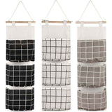 3 Pcs Hanging Storage Bag with 3 Pockets, Fabric Wall Shelf Basket Storage Pouch Organizer for Bedroom Bathroom Kitchen, Waterproof and Stylish