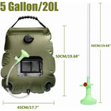 Solar Camping Shower Bag, Solar Portable Shower Bag, Outdoor Foldable Water Bag with Switchable Shower Head Solar Water Heater for Hiking, 20 L