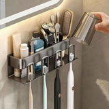 Electric Toothbrush Holder No Drilling Wall Mounted Space Saving Electric Toothbrush Holder Bathroom Accessories Grey 4 Cups In Australia - Darrahopens