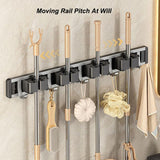 Aluminum Wall Mounted Broom Holder, No Drilling, Adhesive Holder with Hook, Storage, Tool Holder for Kitchen, Garage, Garden, Bathroom, Grey In Australia - Darrahopens