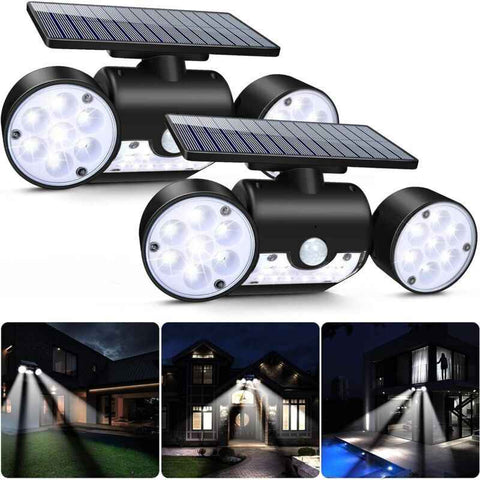 2 Pcs Powerful Outdoor Solar Light, 30 LED Security Light Motion Sensor Three Head Spotlights Wireless Lighting Waterproof IP65 Large 360 Solar In Australia - Darrahopens