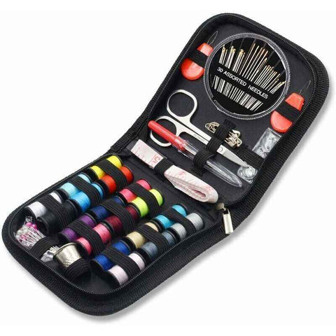 Mini Sewing Kit with 52 Sewing Supplies, 18 Thread Spools with Black Sewing Box for Beginners Kids Travelers Sewing Machine Adults Girls, Small In Australia - Darrahopens