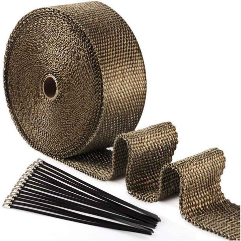 Titanium Magma Heat Insulation Tape, 10 Black Stainless Steel Cable Ties for Motorcycle Exhaust Header Pipe Heat Insulation Tape, 15 m x 50 mm In Australia - Darrahopens