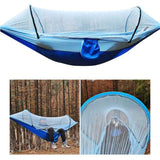 Camping Hammock with 210T Nylon Taffeta Net, Automatic Quick Open Hammock Tent for Outdoor, Light Blue, 260 x 140 cm