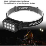 LED Motion Sensing Headlamp IPX4 Waterproof 5 Gear Rotatable USB Rechargeable Headlamp for Fishing Hiking In Australia - Darrahopens