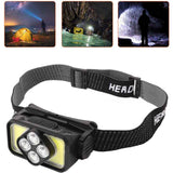 COB Headlamp USB Rechargeable LED Headlamp IPX4 Waterproof Head Lamp with Motion Sensor for Outdoor Fishing Camping In Australia - Darrahopens