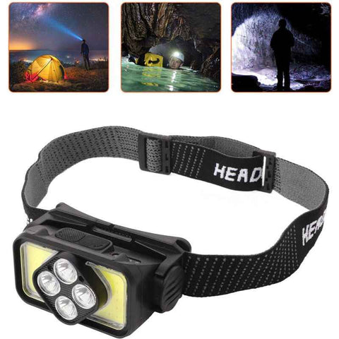 COB Headlamp USB Rechargeable LED Headlamp IPX4 Waterproof Head Lamp with Motion Sensor for Outdoor Fishing Camping In Australia - Darrahopens