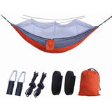 Automatic Quick Open Hammock with Mosquito Net Portable Outdoor Camping Hammock Anti-Rollover Nylon Hammock, Orange and Gray, 260 x 140 cm In Australia - Darrahopens