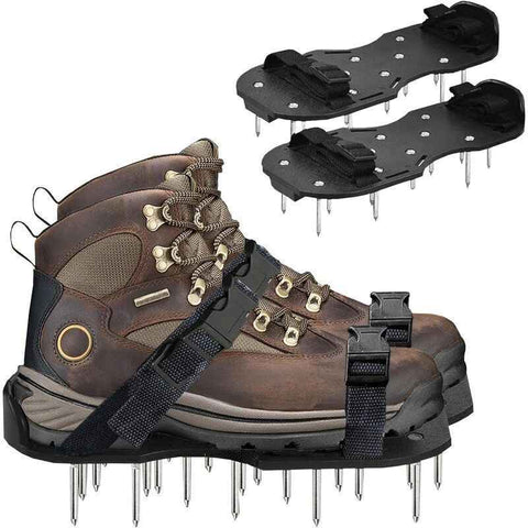 1 Pair Lawn Aerator, Lawn Scarifier Scarifier Spiked Shoes with Adjustable Straps, Universal Indoor and Outdoor, Black In Australia - Darrahopens