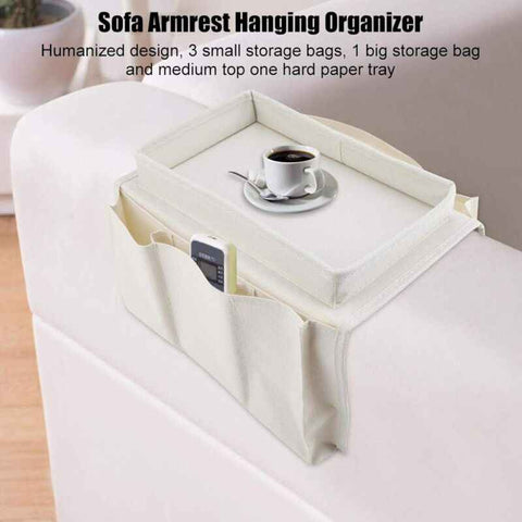 Sofa Chair Armrest Organizer, Non-Slip Armrest Organizer for Phone, Book, Magazines, TV Remote Control, Beige In Australia - Darrahopens