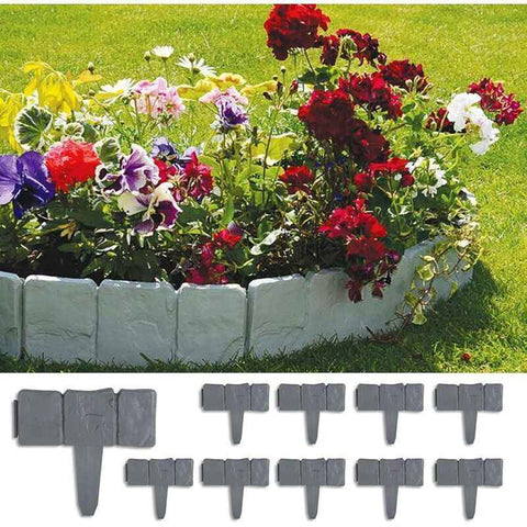 20 Pcs Garden Edging Lawn Edging Stone Effect Fence Lawn Edge Grey Decorative Garden Edging, 5 m In Australia - Darrahopens