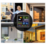 Wireless Weather Clock, Multifunctional Color Screen Clock, Home Touchscreen Thermometer and Hygrometer Alarm Clock