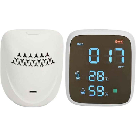 Indoor PM2.5 Air Quality Monitor, Mini Portable Smart Sensor, Temperature and Humidity Tester with Built-in Alarm