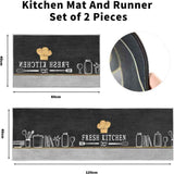2 Pack Washable Kitchen Rugs, Pattern, Non-Slip Kitchen Mat, for Kitchen, Dining Room, Chef Hat, 40 x 120 cm, 40 x 60 cm