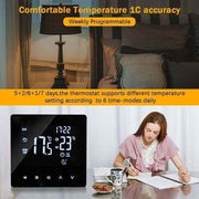 Smart Thermostat Temperature Controller for Electric Heating LCD Display Touch Screen Weekly Programmable Floor Heating Thermostats for Home Office In Australia - Darrahopens