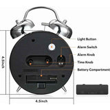 Loud Alarm Clock for Adults Heavy Sleepers, Silent Quartz with Backlight, Twin Bell, Grey, 4 Inch In Australia - Darrahopens