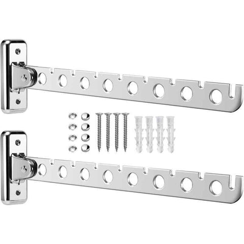 2 Pack Stainless Steel Folding Wall Mounted Clothes Drying Racks, Wall Mounted Foldable Clothes Hanger with Screws and Plugs for Bedroom Living Room In Australia - Darrahopens