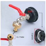 IBC Tank Tap with Double Rainwater Collection Tap Adapter, Made of Brass, Coarse Thread, 3-4 Inch, 1000 L, 60 mm