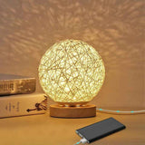 Rattan Night Light, Wooden Table Lamp with Handwoven Shade, USB Rechargeable, Rattan and Wood Bedroom Mood Lamp for Bedroom, Living Room, White In Australia - Darrahopens