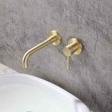 Gold Basin Mixer Tap Solid Brass Wall Mounted Bathroom Sink Faucet Brushed Brass Swivel Spout Basin Mixer Tap In Australia - Darrahopens