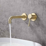 Gold Basin Mixer Tap Solid Brass Wall Mounted Bathroom Sink Faucet Brushed Brass Swivel Spout Basin Mixer Tap In Australia - Darrahopens