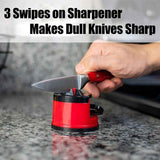 Stone Knife Sharpener, Kitchen Knife Sharpener Safety Scissors Blade Grinder, Tungsten Diamond Knife Sharpening Tool with Suction Cup, Red