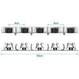 Wall Mounted Broom Holder, Stainless Steel Broom Holder, Storage Hanger Rack for Kitchen, Laundry Room, Garage Organization, 5 Slots and 4 Hooks