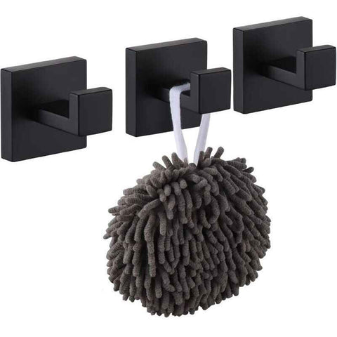 3 Pack Robe and Towel Hooks, Stainless Steel Home Hooks and Coat Hooks Bathroom Hardware Wall Mounted, Matte Black In Australia - Darrahopens
