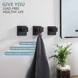 3 Pack Robe and Towel Hooks, Stainless Steel Home Hooks and Coat Hooks Bathroom Hardware Wall Mounted, Matte Black