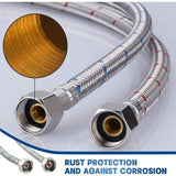2 Pcs Universal G1 2 Tap Hose, Flexible SUS304 Stainless Steel Connection Hose for Hot and Cold Water Mixer Tap, Kitchen Sink, Bathroom, 600 mm In Australia - Darrahopens