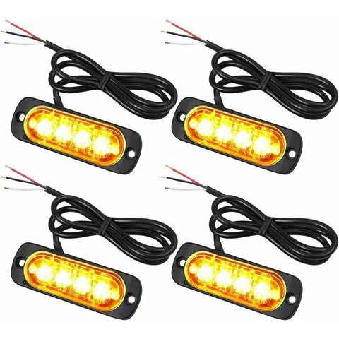 4 Pcs 4 LED Penetration Lights 12 24V Orange LED Rotating Beacon Flashing Lights Emergency Alarm Indicator Strobe Turn Signals Car Ipx-4 for Van In Australia - Darrahopens