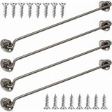 4 Pack Cabin Hooks, Thick Solid Stainless Steel Window Hooks with Mounting Screws for Barn Door, Bathroom, Sliding Door, Silver, 12 Inch In Australia - Darrahopens