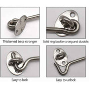 4 Pack Cabin Hooks, Thick Solid Stainless Steel Window Hooks with Mounting Screws for Barn Door, Bathroom, Sliding Door, Silver, 12 Inch In Australia - Darrahopens