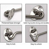 4 Pack Cabin Hooks, Thick Solid Stainless Steel Window Hooks with Mounting Screws for Barn Door, Bathroom, Sliding Door, Silver, 12 Inch In Australia - Darrahopens