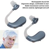1 Pair Rechargeable Sound Aid Headphones Low Noise Hearing Aid Built-in Battery 450-3400HZ Blue