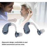 1 Pair Rechargeable Sound Aid Headphones Low Noise Hearing Aid Built-in Battery 450-3400HZ Blue