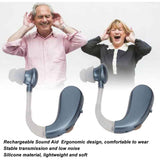 1 Pair Rechargeable Sound Aid Headphones Low Noise Hearing Aid Built-in Battery 450-3400HZ Blue