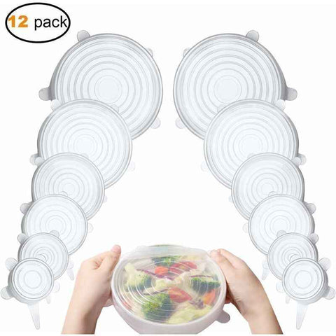 12 Pcs Silicone Stretch Lids, Silicone Lids, Stretch Lids, Silicone Stretch Lids in Different, Healthy Stretch Lid Fresh Food for Bowl, Sizes In Australia - Darrahopens