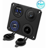 Cigarette Lighter Socket, Dual USB Port 4.2A, DC 12V Outlet, Switch and LED Display Voltmeter Waterproof Car Charger Power Outlet for 12V 24V Car In Australia - Darrahopens