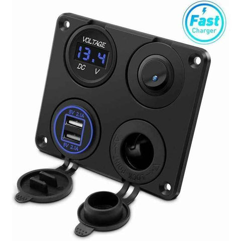 Cigarette Lighter Socket, Dual USB Port 4.2A, DC 12V Outlet, Switch and LED Display Voltmeter Waterproof Car Charger Power Outlet for 12V 24V Car In Australia - Darrahopens