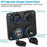 Cigarette Lighter Socket, Dual USB Port 4.2A, DC 12V Outlet, Switch and LED Display Voltmeter Waterproof Car Charger Power Outlet for 12V 24V Car In Australia - Darrahopens