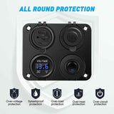 Cigarette Lighter Socket, Dual USB Port 4.2A, DC 12V Outlet, Switch and LED Display Voltmeter Waterproof Car Charger Power Outlet for 12V 24V Car In Australia - Darrahopens
