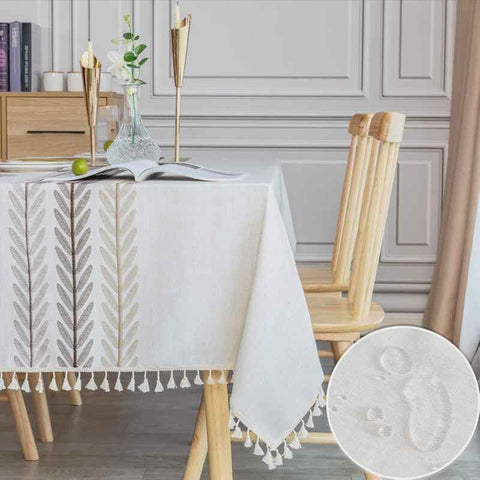 Waterproof Tablecloth Rectangular Table Cloth Cotton Linen Tassel Tablecloth Elegant Tablecloth Rectangle for Kitchen Table Decoration, 140 x 180 cm In Australia - Darrahopens