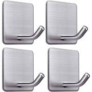 4 Pcs Adhesive Hooks, 8KG Max Stainless Steel Bathroom Wall Hooks, Towel Holder with Adhesive Tape, Family and Office, Self-Adhesive, 1 In Australia - Darrahopens